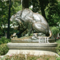 Life size garden brass animal sculpture bronze lion and snake statue